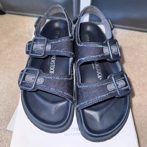 Birkenstock 1774 Milano Denim Stone Washed Dark Wash Sandals Size 39